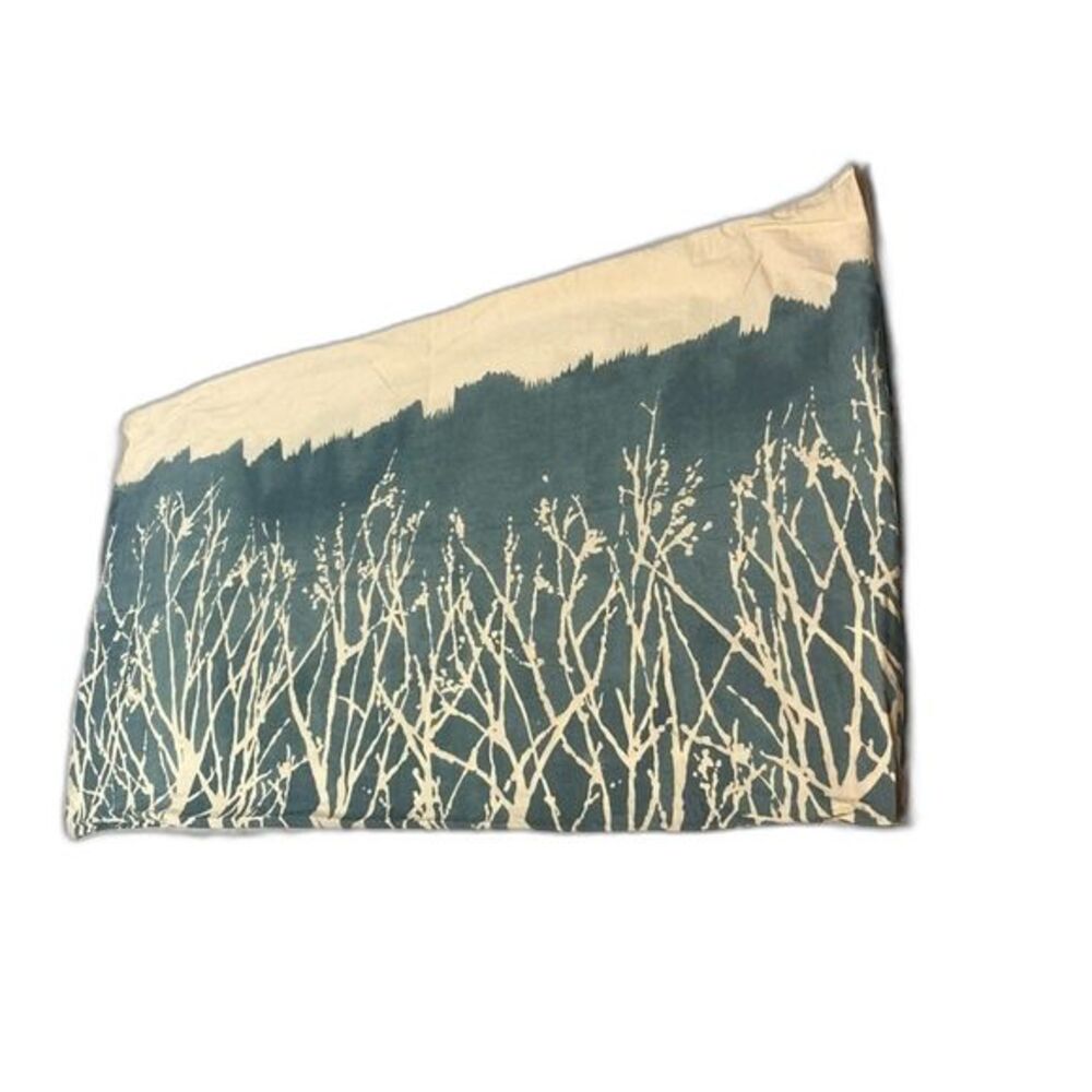 West Elm Forest Abstract Teal White Cream Pillowcase Sham King